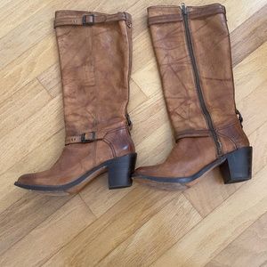 Frye Tan Leather Heeled Boots